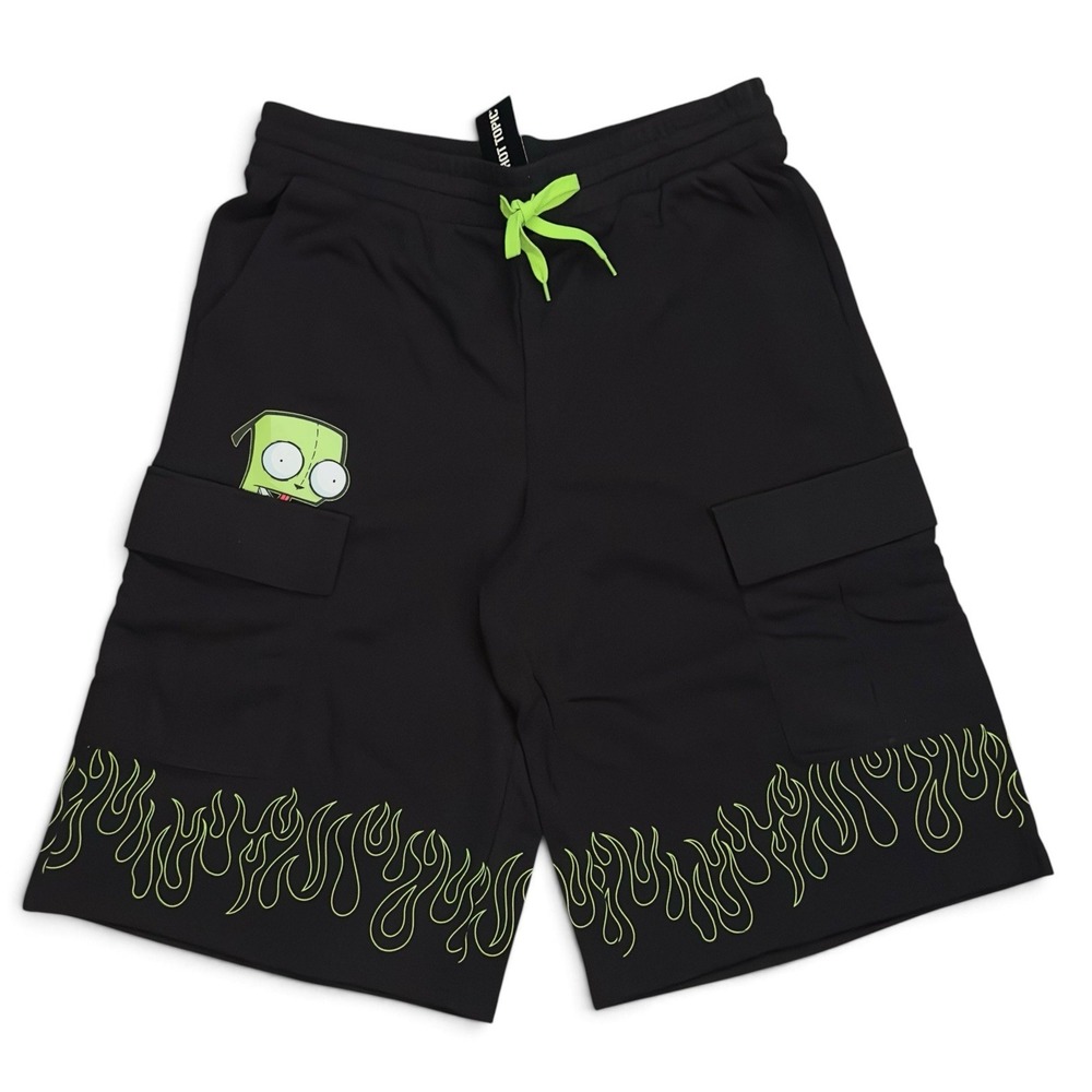 New Hot Topic Invader Zim GIR Cargo Flame Lounge Shorts Size M